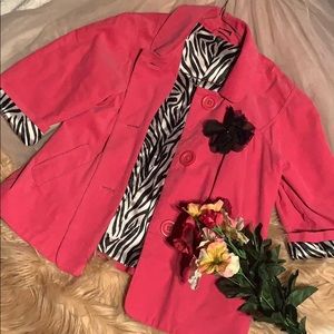 MADISON Pink Zebra Print Suede/Silk Jacket (S)